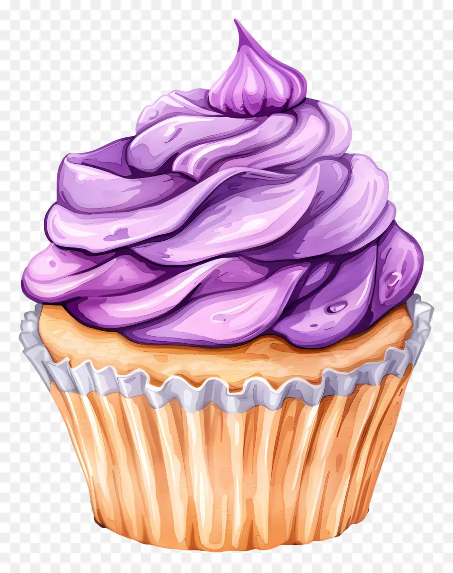 Cupcake，Glaçage Violet PNG