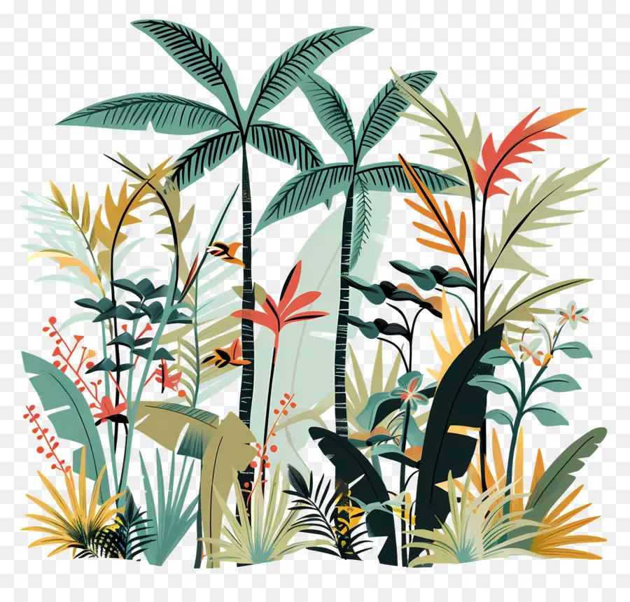 Forêt Tropicale，Plantes Colorées PNG