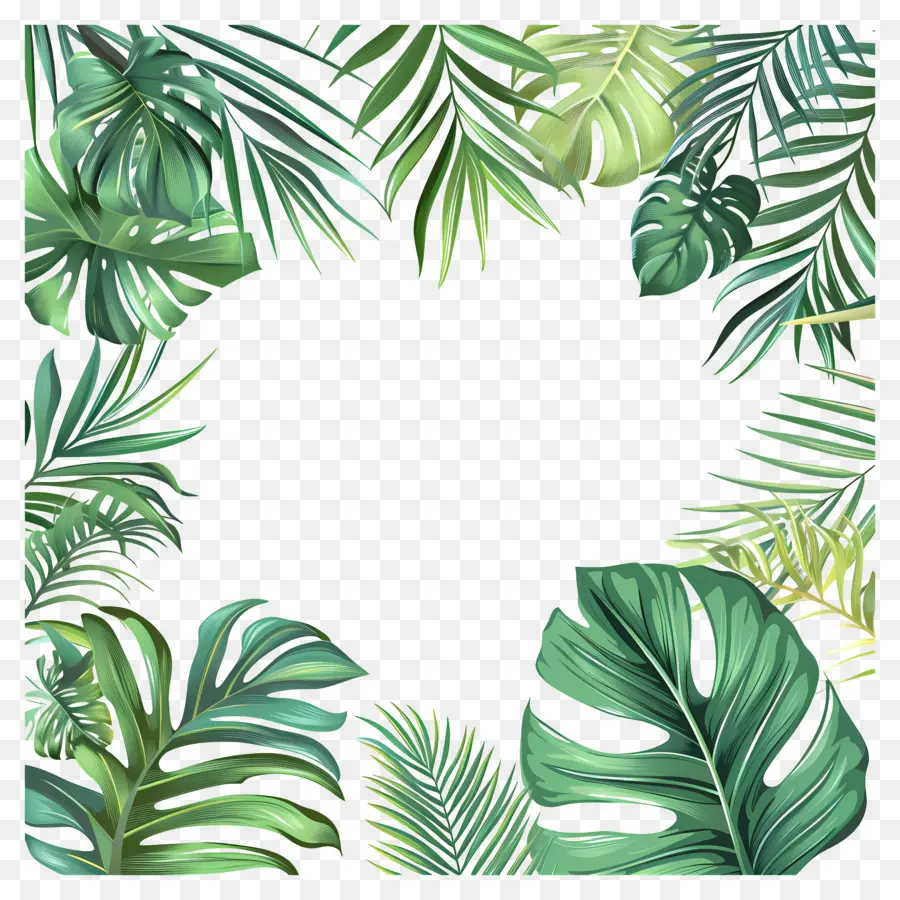 Bordure Des Feuilles Tropicales，Floral Frontière PNG