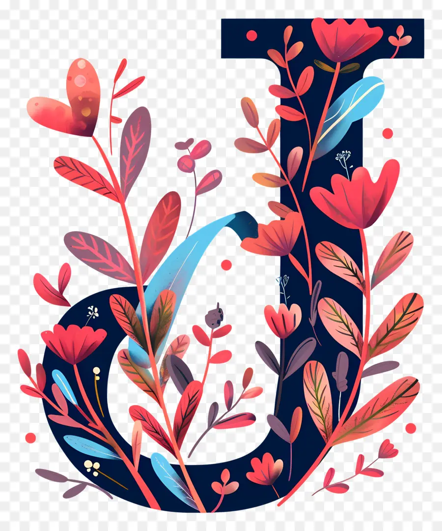Lettre J，Monogramme Floral PNG