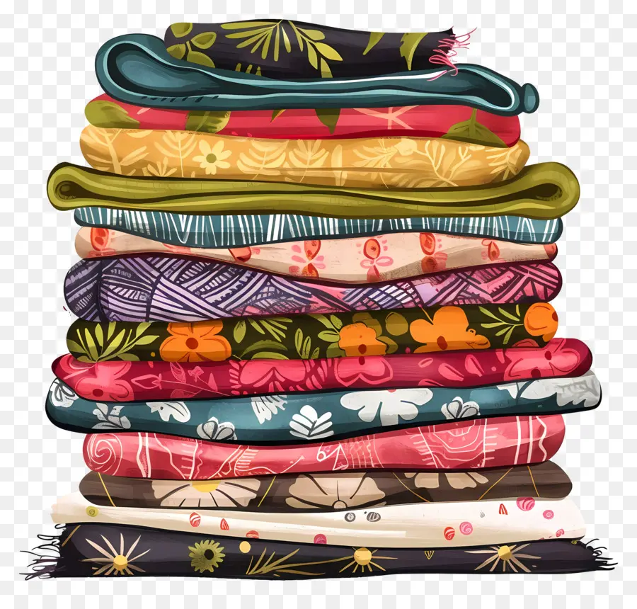 Pile De Tissu，Textiles Colorés PNG
