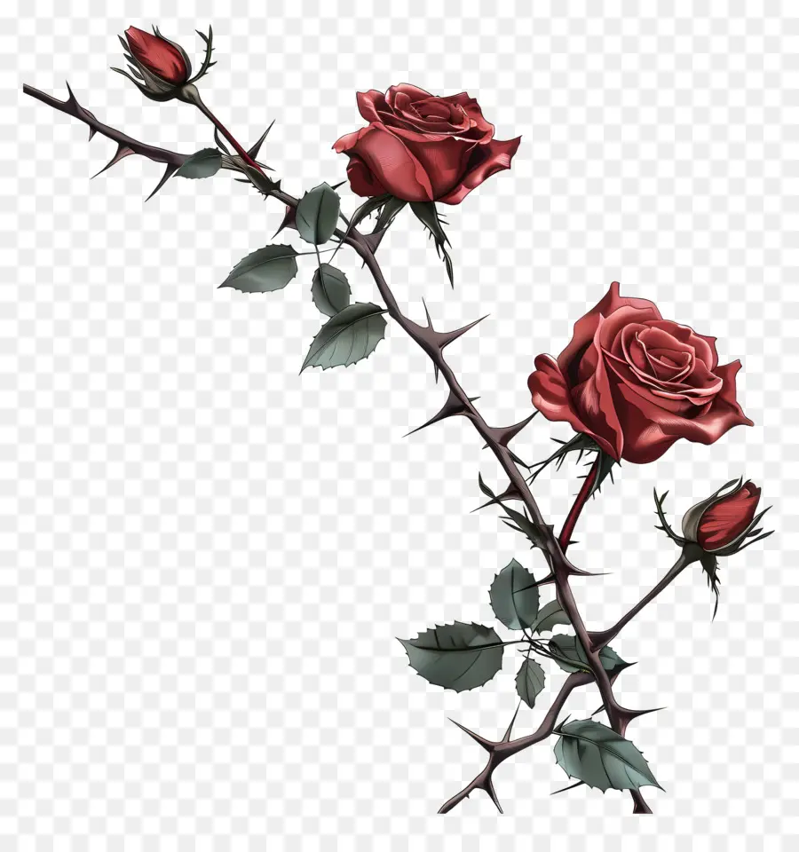 épines De Rose，Les Roses Rouges PNG