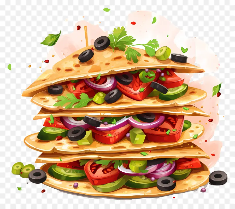 Tostadas，Quesadilla Aux Légumes PNG