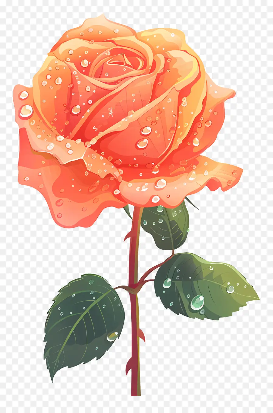 Rose Avec Des Gouttes De Rosée，Rose PNG