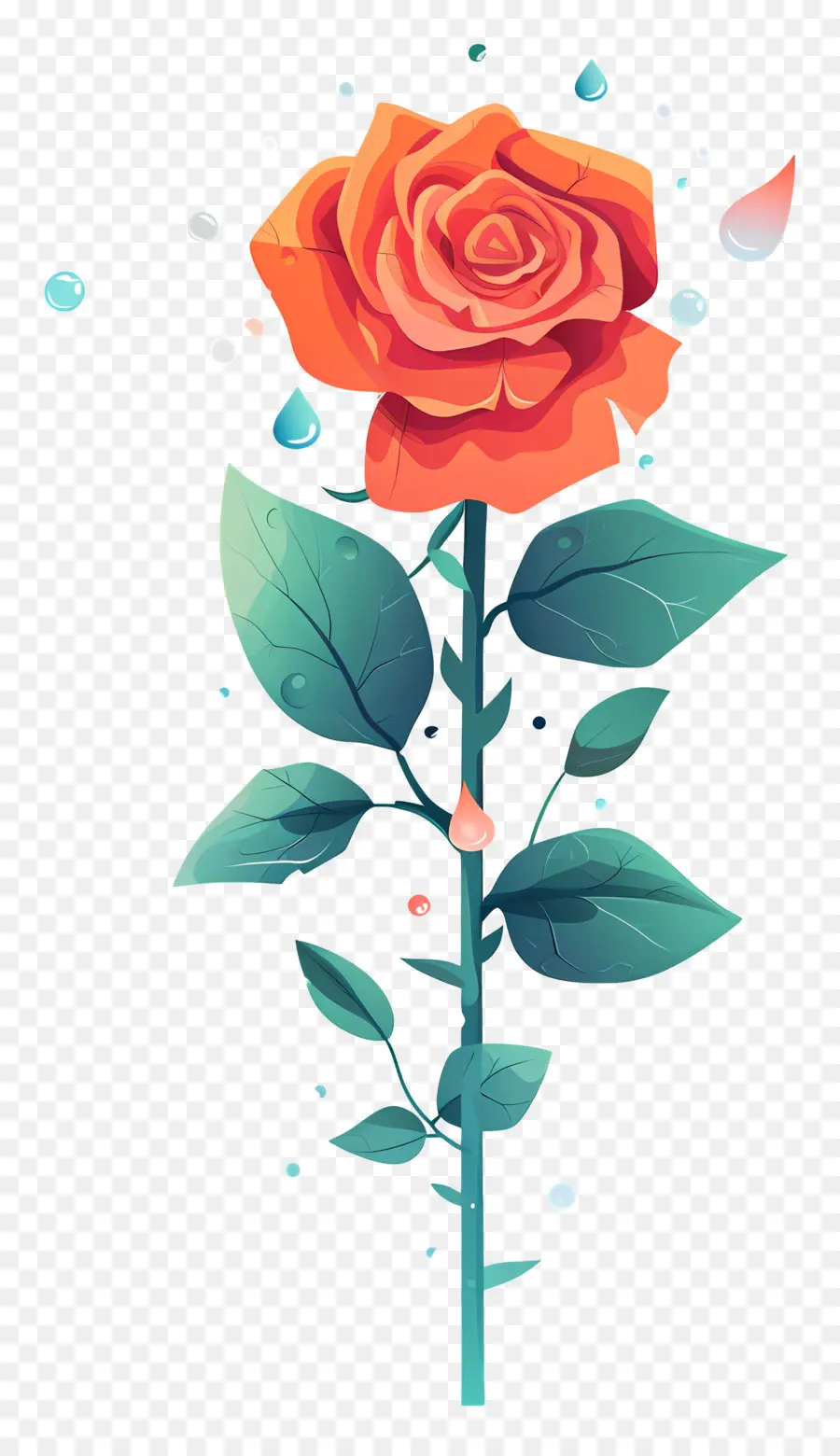Rose Avec Des Gouttes De Rosée，Rose PNG