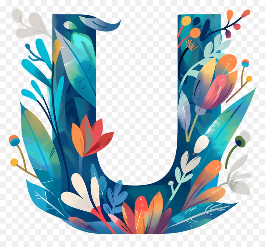 Lettre U，U Floral PNG