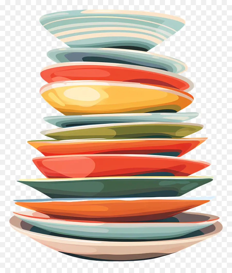 Pile De Plaques，Assiettes Colorées PNG