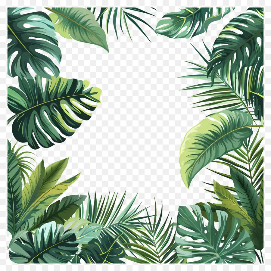 Bordure Des Feuilles Tropicales，Jungle PNG