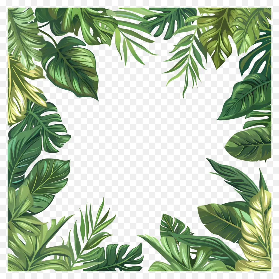 Bordure Des Feuilles Tropicales，Feuilles Tropicales PNG