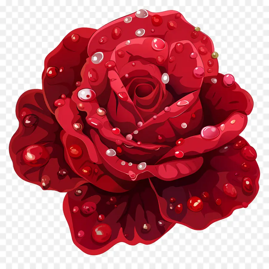 Rose Avec Des Gouttes De Rosée，Rose Rouge PNG