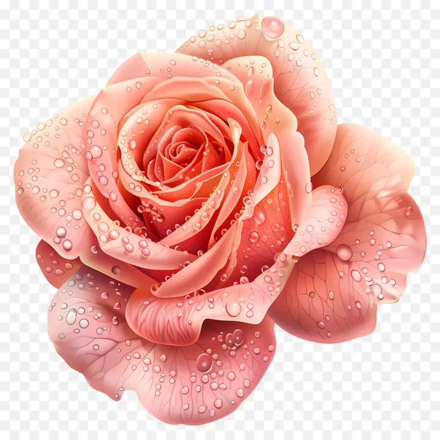 Rose Avec Des Gouttes De Rosée，Rose PNG