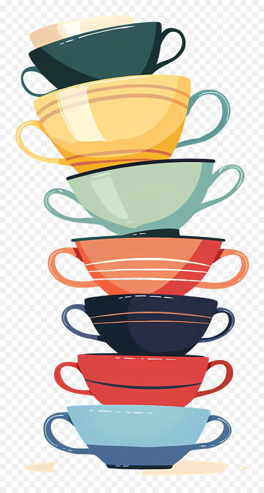 Pile De Tasses，Bols Colorés PNG