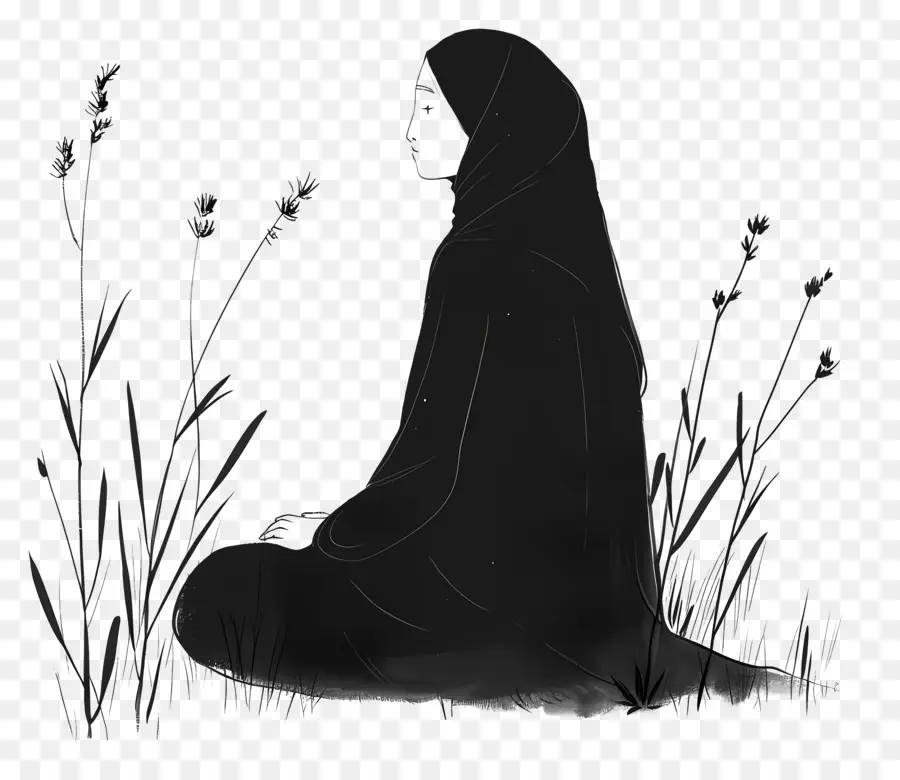 Femme En Hijab，La Méditation PNG