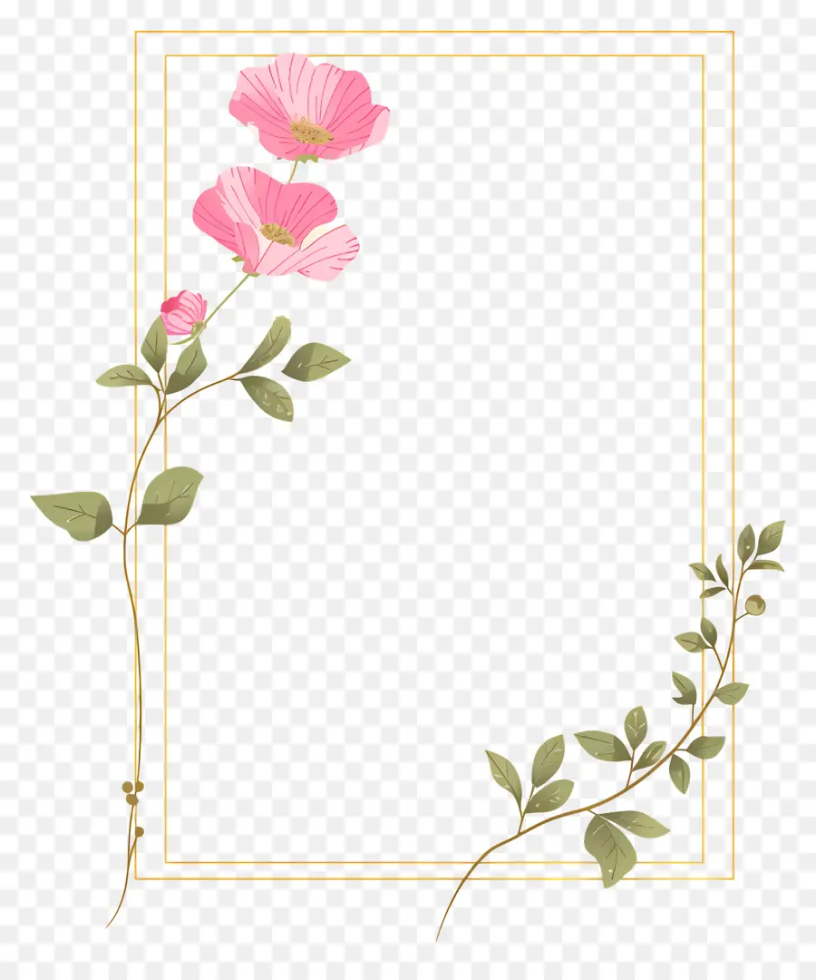 Or Frame，Floral Frontière PNG