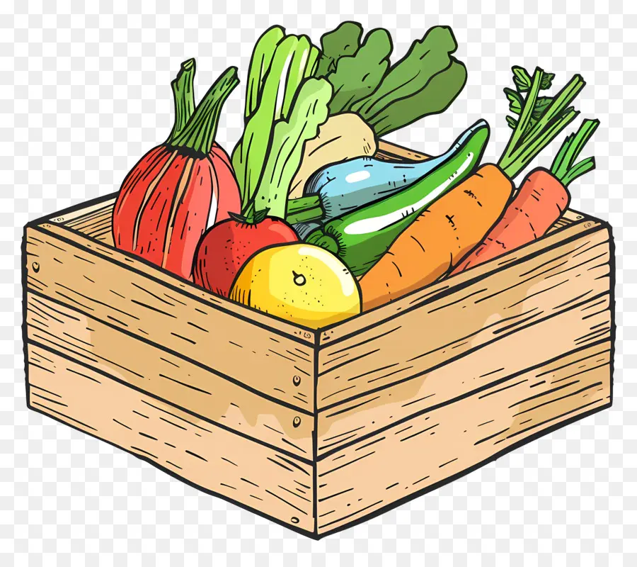 Légumes Boîte，Caisse En Bois PNG