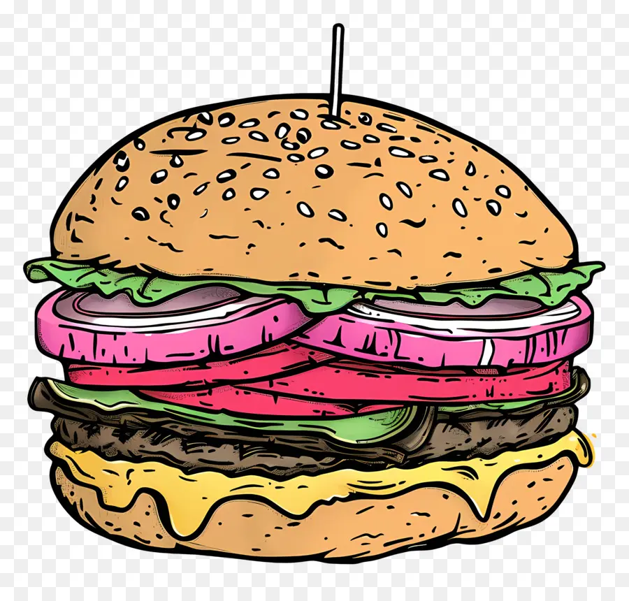 Dessin Animé Burger，Hamburger PNG