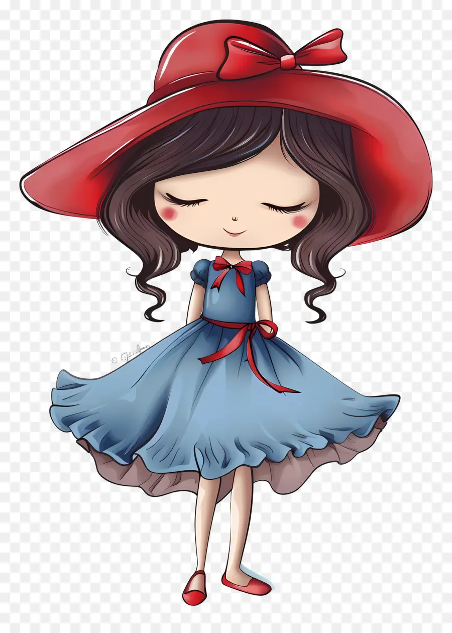 Fille Mignonne，Fille En Robe Bleue PNG