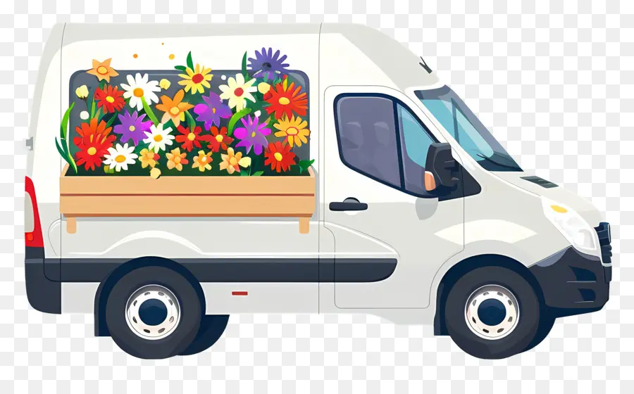 Camionnette De Livraison，Fleurs PNG