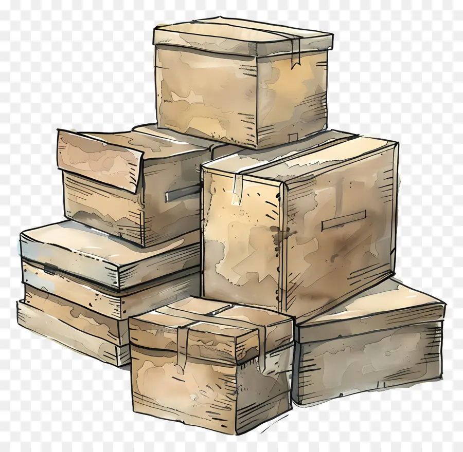 Pile De Boîtes，Caisses En Bois PNG