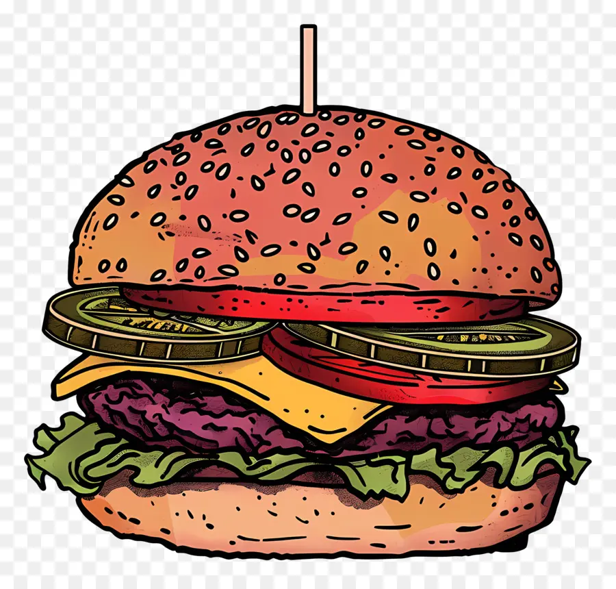 Dessin Animé Burger，Hamburger PNG