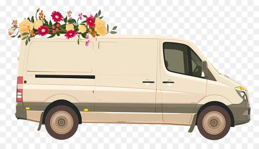 Camionnette De Livraison，La Livraison De Fleurs PNG