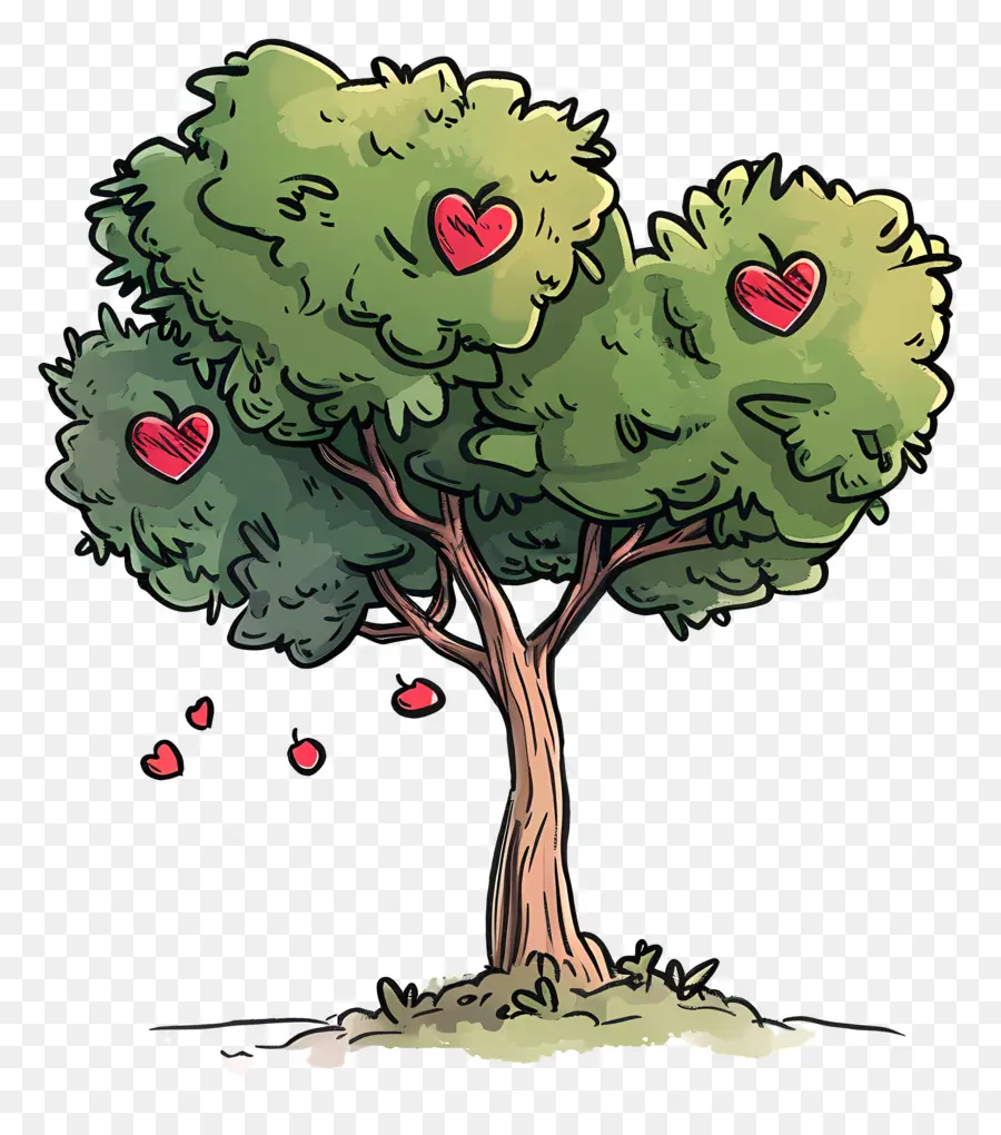 Arbre De Dessin Animé，Arbre Coeur PNG