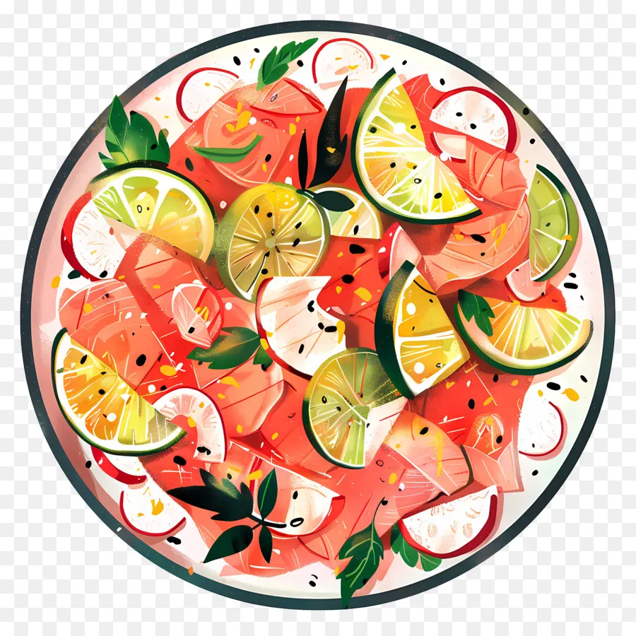 Ceviche，Assiette De Fruits Et Légumes PNG