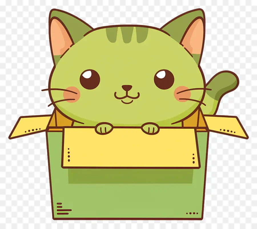 Le Chat Dans La Boîte，Vert Chat PNG