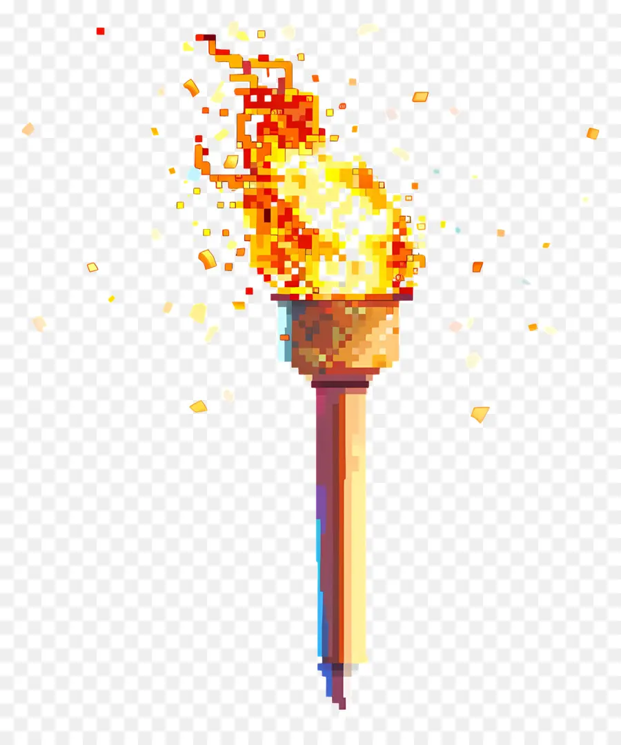 La Flamme Olympique，Le Pixel Art PNG