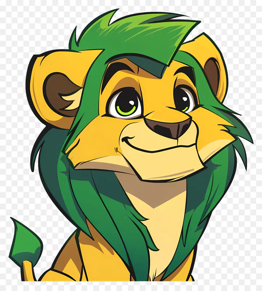 Dessin Animé Lion，Vert Perruque PNG