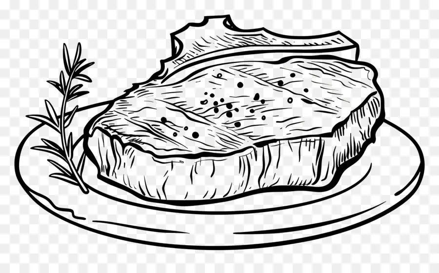 Steak，Illustration En Noir Et Blanc PNG