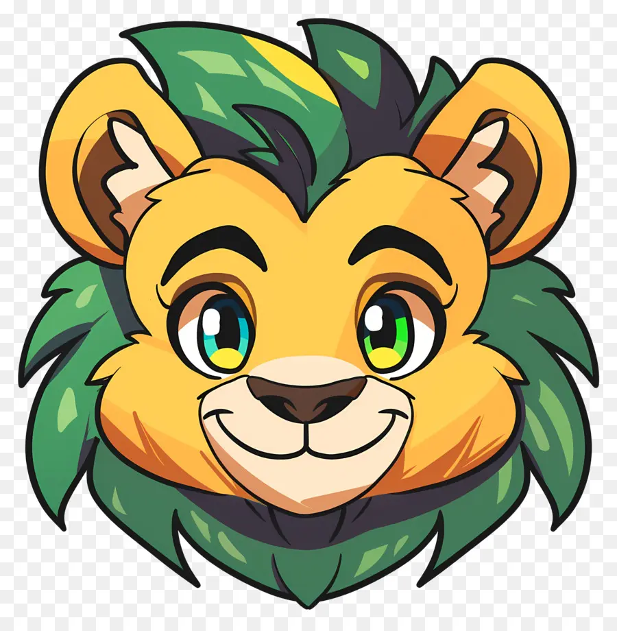 Visage De Lion Mignon，Dessin Animé Lion PNG