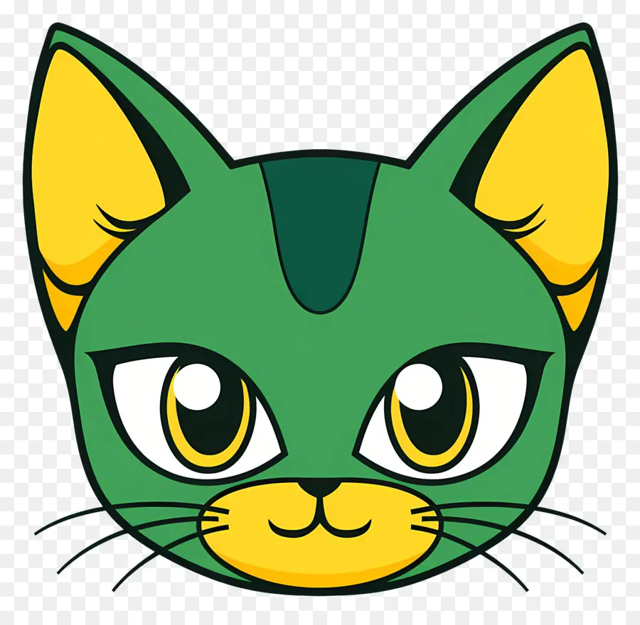 Chat Mignon De Visage，Vert Chat PNG