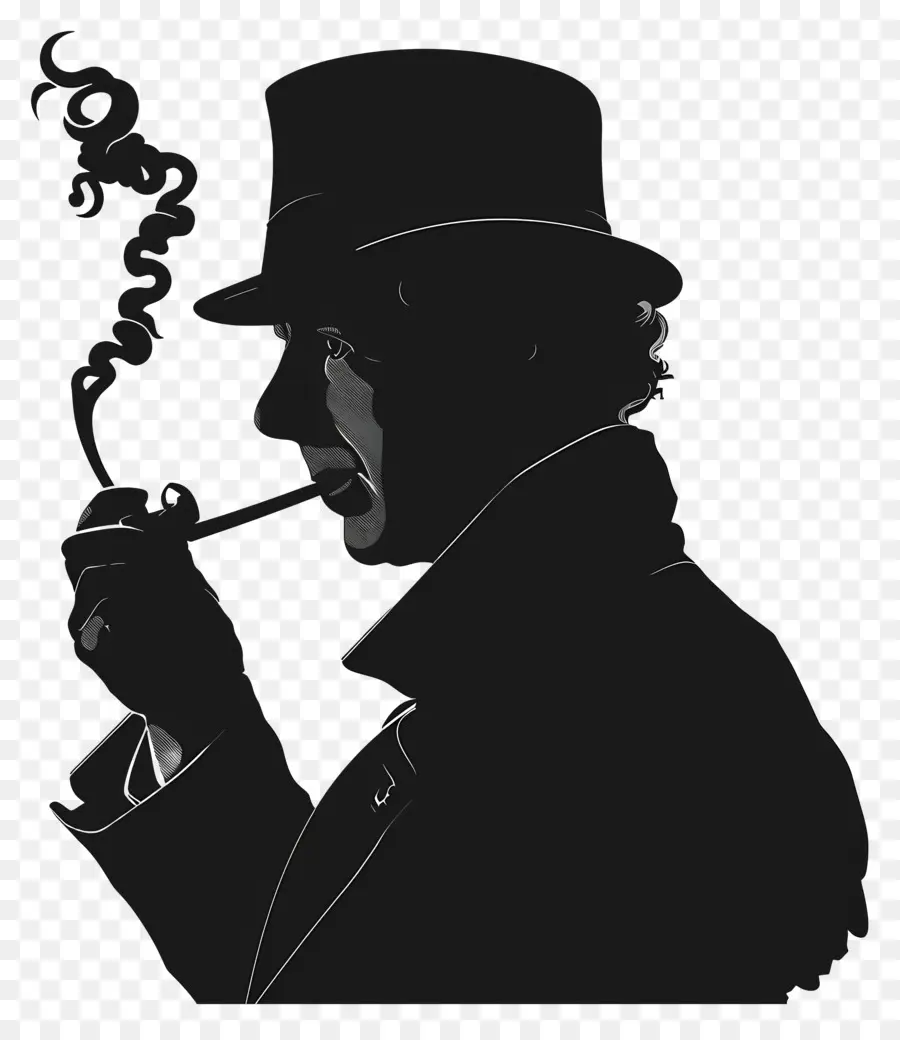Sherlock Holmes Silhouette，HOMME FUMER PIPE PNG