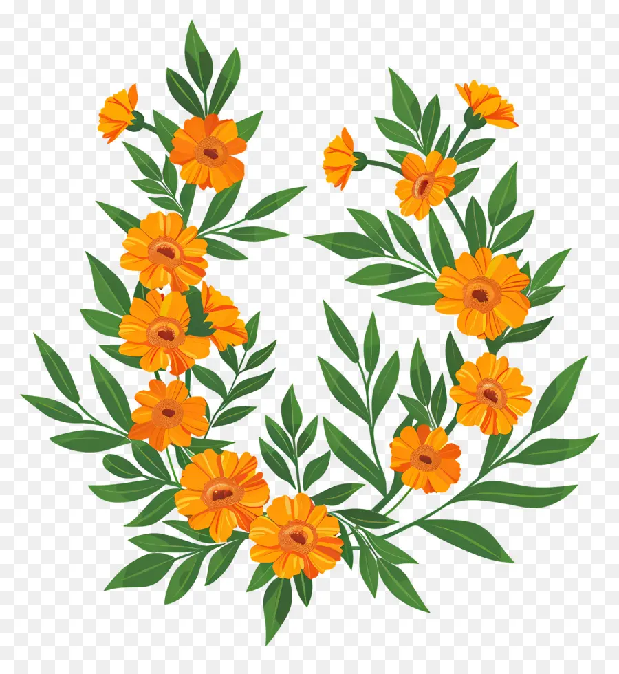 Guirlande De Soucis，Couronne De Fleurs Orange PNG