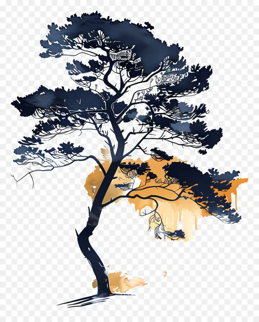 Silhouette D'arbre De Pin，Symbolisme De L'arbre PNG