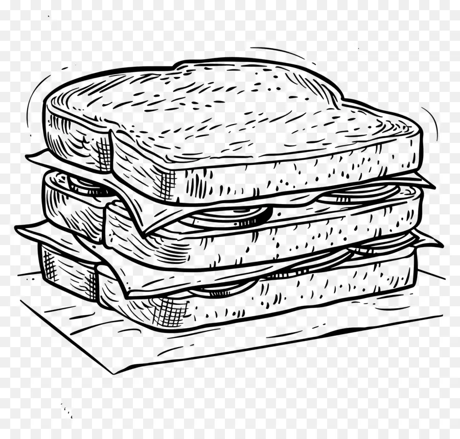 Sandwich，Dessin Noir Et Blanc PNG