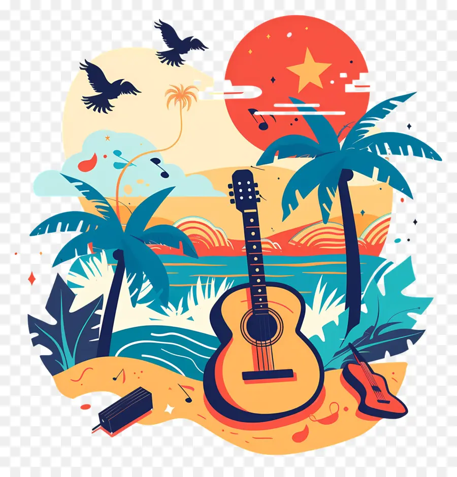 Airs De Plage，Guitare PNG