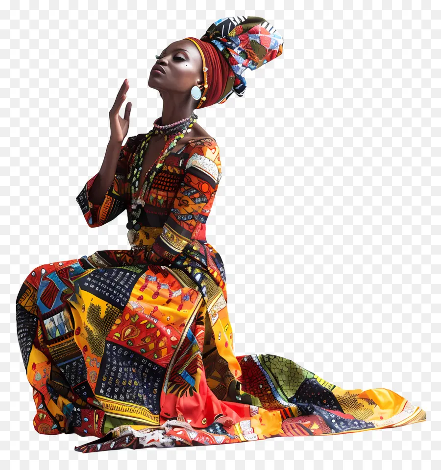 Femme Africaine，Femme En Robe Colorée PNG