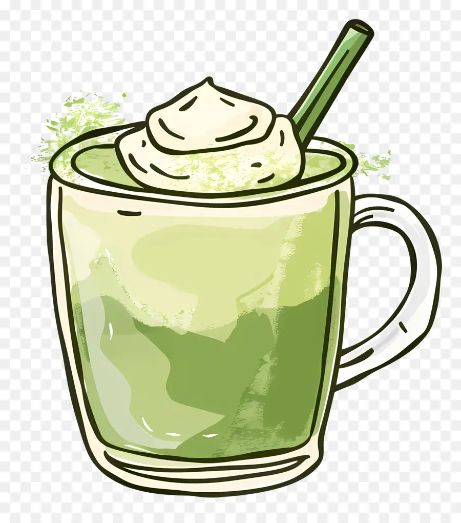 Thé Matcha，Le Matcha Latte PNG