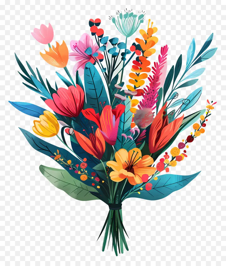 Bouquet De Fleurs，Fleurs Vibrantes PNG