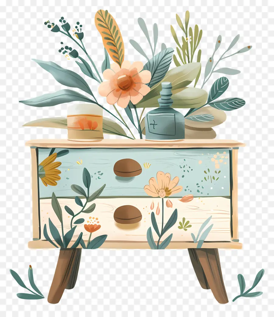 Table De Chevet，Coffre En Bois PNG