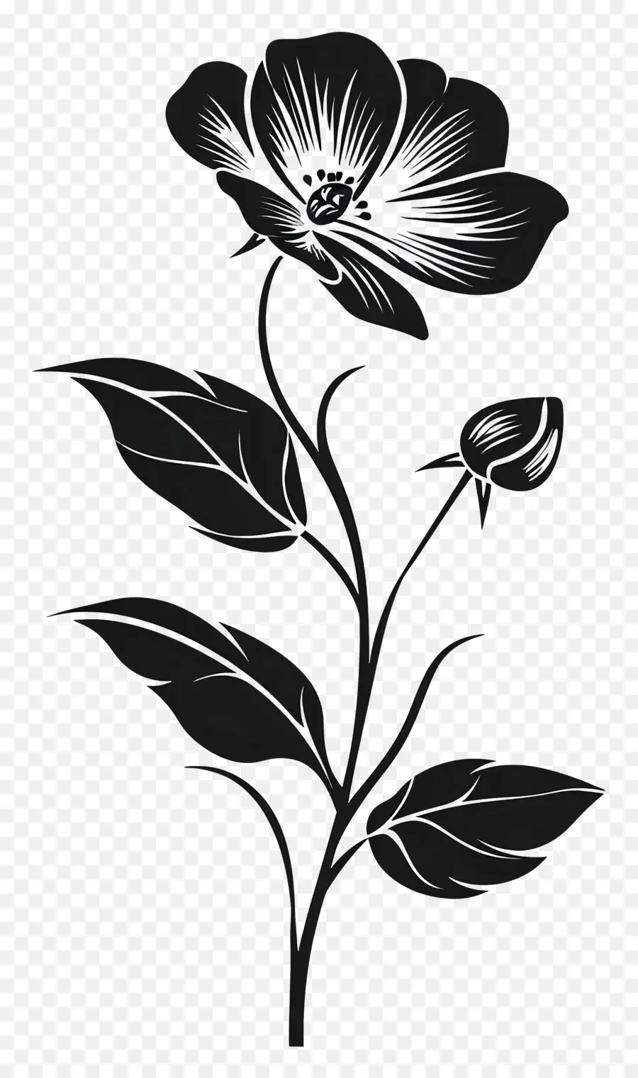 Fleur Silhouette，Fleurs Noires PNG