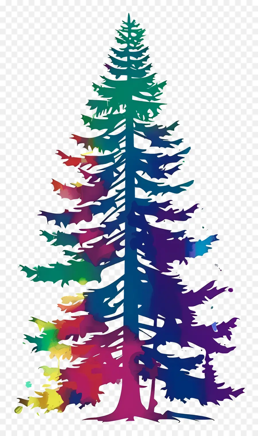 Silhouette D'arbre De Pin，Sapin Arc En Ciel PNG