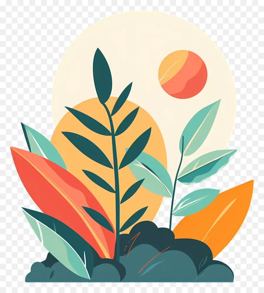 Plante De La Silhouette，Illustration Design Plat PNG