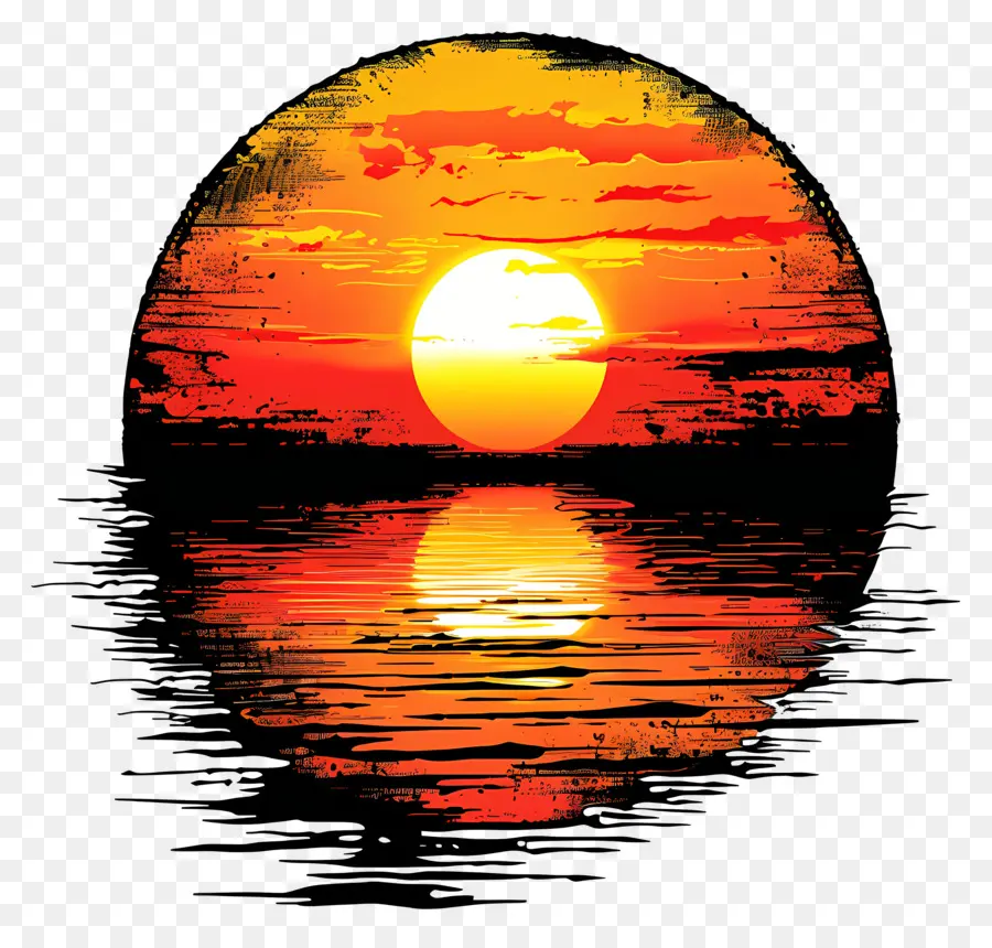 Soleil Silhouette，Vintage PNG