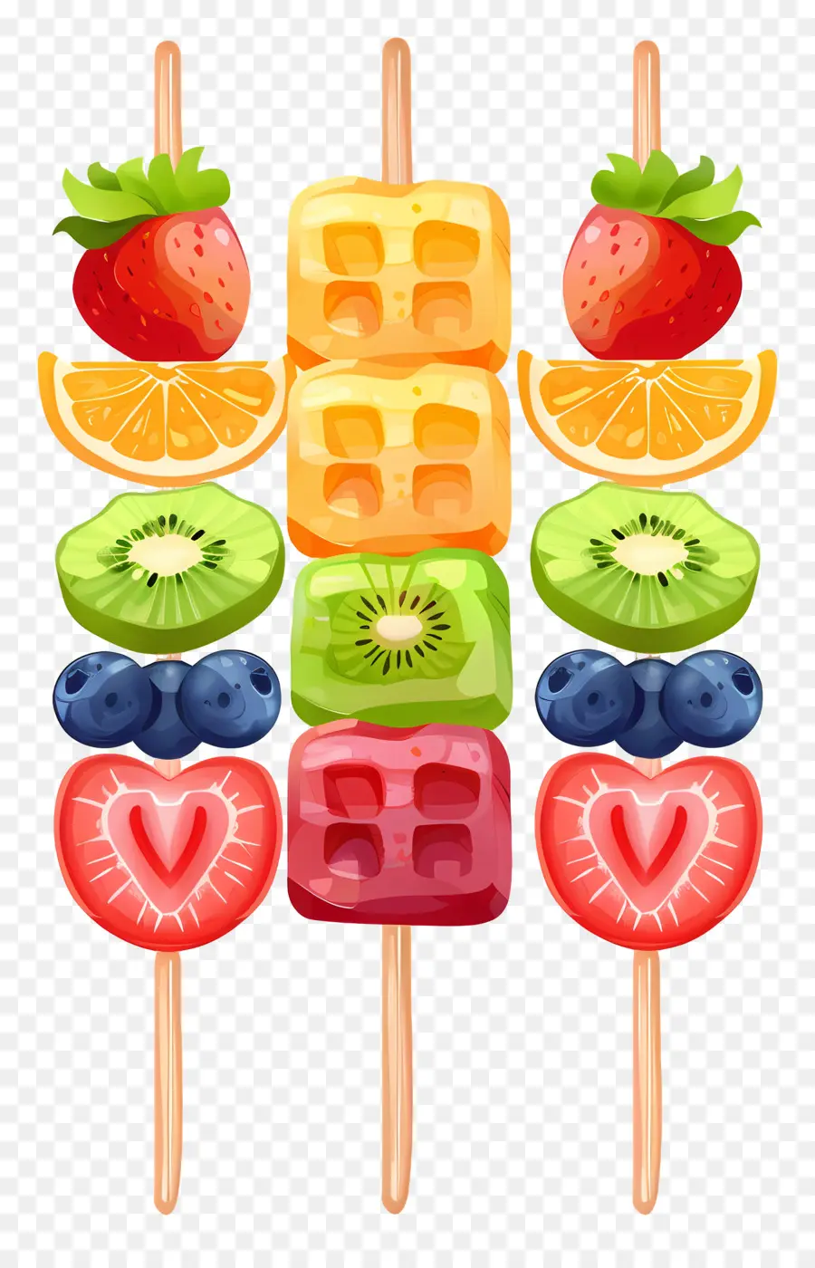 Brochettes De Fruits，Illustration Dessinés à La Main PNG