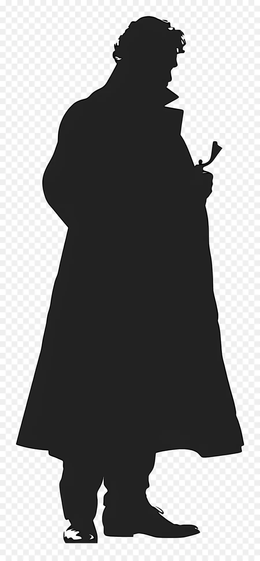 Sherlock Holmes Silhouette，Homme En Long Manteau Noir PNG