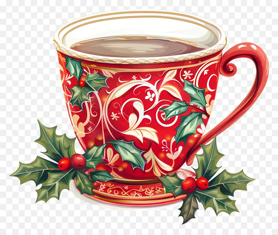 La Coupe De Noël，Tasse De Thé Rouge PNG