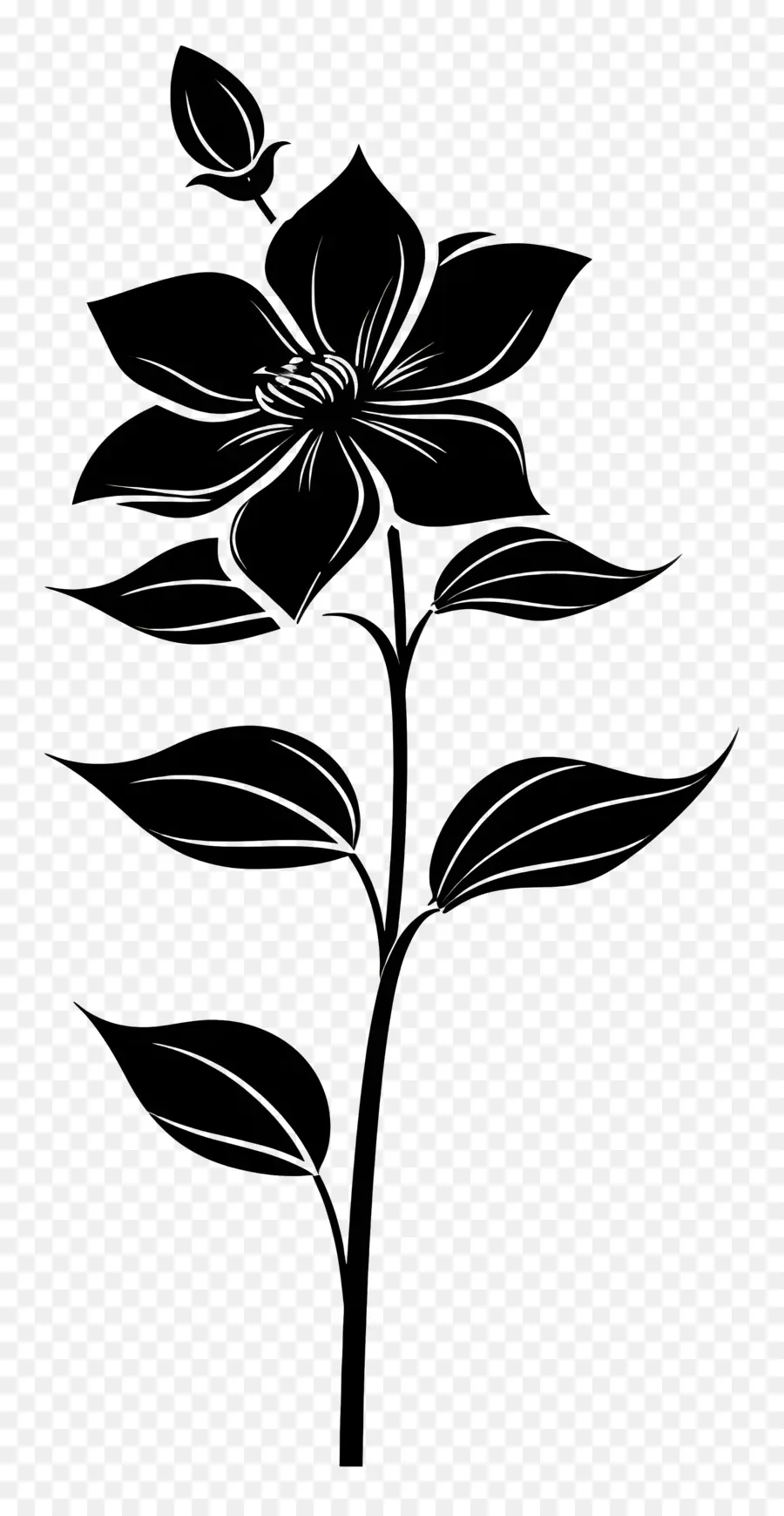 Fleur Silhouette，Fleur Noire PNG